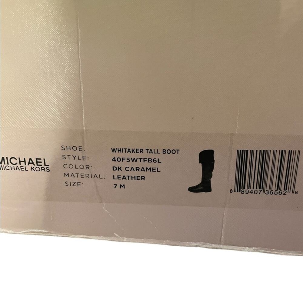 NWT Michael Kors Boots 7M Whitaker Tall Leather Zip Faux Shear Foldable Caramel - Picture 8 of 8